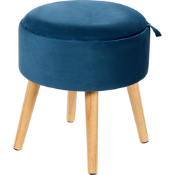 Beliani NEELY - Hocker-Blauw-Fluweel