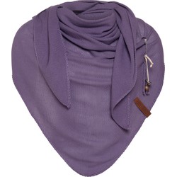Knit Factory Lola Gebreide Omslagdoek - Driehoek Sjaal Dames - Violet - 190x85 cm - Inclusief sierspeld