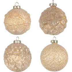 Clayre & Eef Kerstbal Set van 4  Ø 10 cm Geel Glas Kerstdecoratie