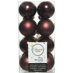 16x stuks kunststof kerstballen mahonie bruin 4 cm glans/mat - Kerstbal
