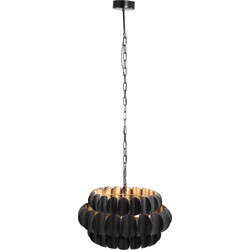 PTMD Terrin Black metal hanging lamp curly round low