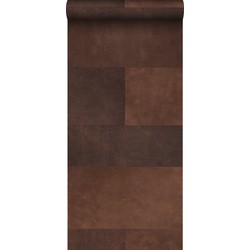 Origin Wallcoverings XXL behang tegelmotief met leer look bruin - 50 x 837 cm - 357237