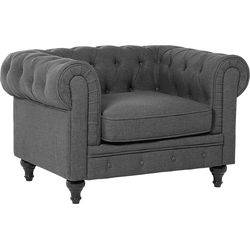 Beliani CHESTERFIELD - Fauteuil-Grijs-Polyester