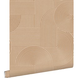 ESTAhome behang grafisch 3D motief licht terracotta - 50 x 900 cm - 139646