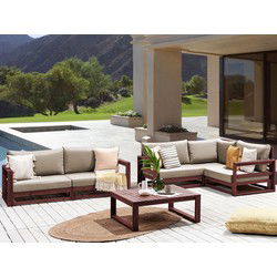 TIMOR - Loungeset 4 zits - Taupe - Acaciahout