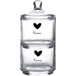 Clayre & Eef Voorraadpot Deksel  Ø 10x21 cm Glas Rond Hart Love Voorraadbus