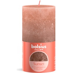 Rustiek stompkaars sunset 130 x 68 mm Creamy caramel copper kaars - Bolsius