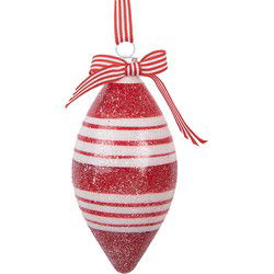 Clayre & Eef Kerstbal Ø 6x12 cm Rood Wit Glas