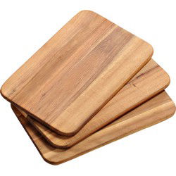 Kesper Ontbijtplankjes set 3x stuks - acaciahout - 22 x 14 cm - bruin - Snijplanken
