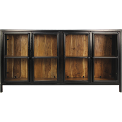 HSM Collection Vitrinekast Kingston - acacia/ijzer/glas