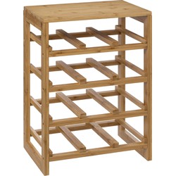 Wijnrek/flessenrek 4 lagen - bamboe hout - 35 x 24 x 47 cm - Wijnrekken