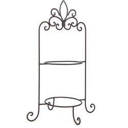 Clayre & Eef Etagère voor 2 borden  38x30x57 cm Bruin Ijzer Rond Borden etagère