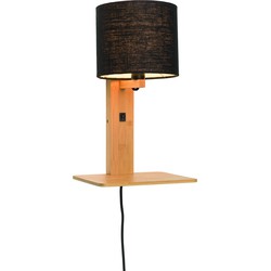 Wandlamp Andes - Bamboe/Zwart - 19x24x36cm