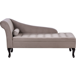 Beliani PESSAC - Chaise longue-Beige-Fluweel