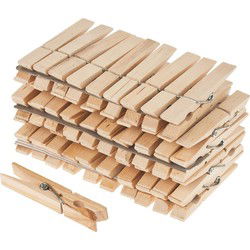 Wasknijpers - 96x - berkenhout - metaal - 6 cm - wasspelden - Knijpers