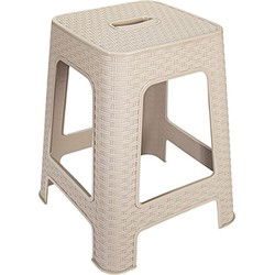Hega Hogar Zit/opstap krukje - beige - kunststof - 37x45cm - Huishoudkrukjes