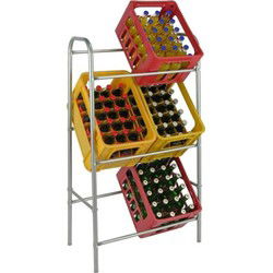 Krattenrek voor 6 kratten - bierkrat rek - zilver - 65 x 34 x 115 cm - Opbergbox
