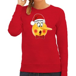 Bellatio Decorations foute kersttrui/sweater dames - Leugenaar - rood - braaf/stout XL - kerst truien