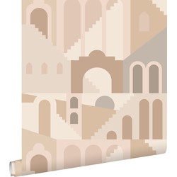 ESTAhome behang mediterrane huisjes beige - 50 x 900 cm - 139626