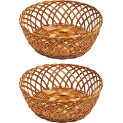 2x Rond fruitmandje/broodmandje 28 x 11 cm gevlochten riet uiterlijk - broodmand