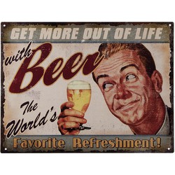 Clayre & Eef Tekstbord  33x25 cm Grijs Beige Ijzer Beer Wandbord