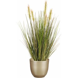 Emerald Kunstplant - groen gras 45 cm - goud glans bloempot - Kunstplanten