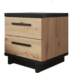 Meubella - Nachtkastje Incala - Eiken - Zwart - 45 cm