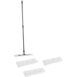 Vloermopset met telescoopsteel - en 4x microvezelmop - 45 x 15 cm - Vloermoppen