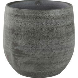 Ter Steege Plantenpot/bloempot - keramiek - grijs - D15 x H13 cm - Plantenpotten