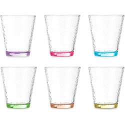 Vivalto Waterglazen/drinkglazen Colorama - 12x - transparant kleurenmix - 375 ml - 10 cm - Drinkglazen