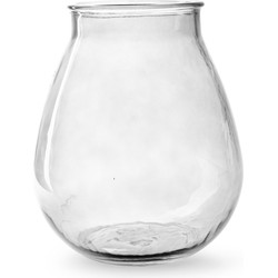 Bloemenvaas druppel vorm type - helder/transparant glas - H28 x D24 cm - Vazen