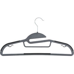 Kledinghangers set - 8x stuks - grijs/zwart- kunststof - 41 x 22 cm - kledingkast hangers/kleerhangers - Kledinghangers