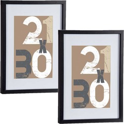 2x stuks houten fotolijst zwart geschikt voor een foto van 21 x 30 cm of 30 x 40 cm - Fotolijsten
