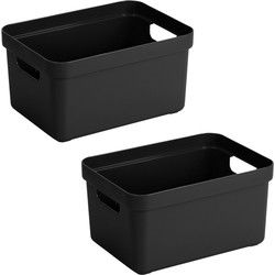 Sunware Opbergbox Sigma - 8x stuks - kunststof - zwart - 13 liter - Opbergbox