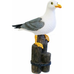 Decoratie Tuin/huis beeldje vogel - zeemeeuw - polystone - H50 cm - Maritiem - Tuinbeelden