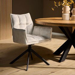 Starfurn Eetkamerstoel Dani Velvet | Champagne | Met armleuning