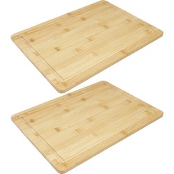 Set van 2x stuks bamboe broodplank/serveerplank/snijplank rechthoek 40 x 30 cm - Serveerplanken