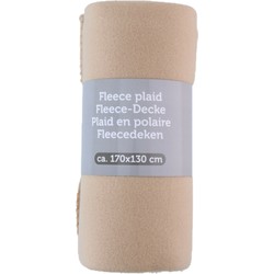 Fleece dekens/plaids - 2x - warm beige - 170 x 130 cm - Plaids