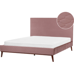 BAYONNE - Tweepersoonsbed - Roze - 160 x 200 cm - Fluweel