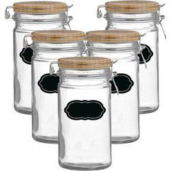 Weckpot/inmaakpot - 10x - 1L - glas - met beugelsluiting - incl. etiketten - Weckpotten