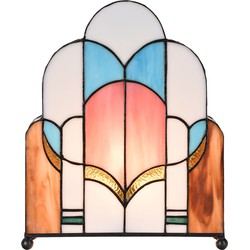 LumiLamp Tiffany Tafellamp  30x4x25 cm  Wit Roze Glas Tiffany Bureaulamp