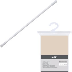 MSV Douchegordijn met ringen - beige - 180 x 200 cm - ophangstang uitschuifbaar 70-120 cm - Douchegordijnen