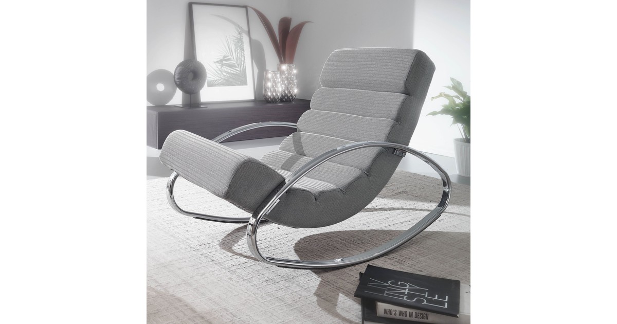 Nancy's Manti Relaxfauteuil - Loungestoel - Schommelstoel - Tuimelfunctie - Fauteuil - Schommelende Lounger - Lounger - Lichtgrijs - Zilver  - Gestoffeerd