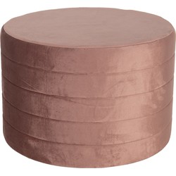 Clayre & Eef Poef  Ø 60x40 cm Roze Hout Textiel Rond Hocker