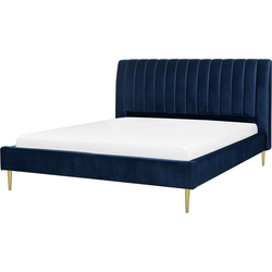 Beliani MARVILLE - Tweepersoonsbed-Blauw-Fluweel