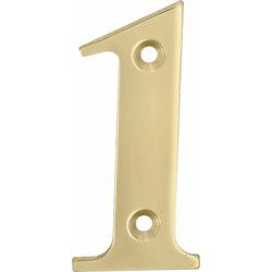 AMIG Huisnummer 1 - messing - 10cm - incl. schroeven - gepolijst - Huisnummers