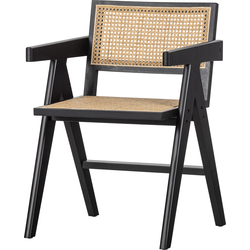 WOOOD Gunn Eetkamerstoel - Rattan - Zwart - 80x54x54