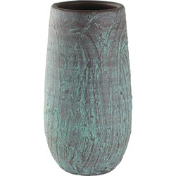 Hoge bloempot/plantenpot vaas van keramiek antiek brons D17 en H37 cm - Vazen