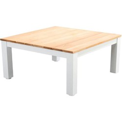 Midori coffee table 75x75cm. alu white/teak