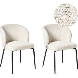 ZANA - Eetkamerstoel set van 2 - Lichtbeige - Bouclé